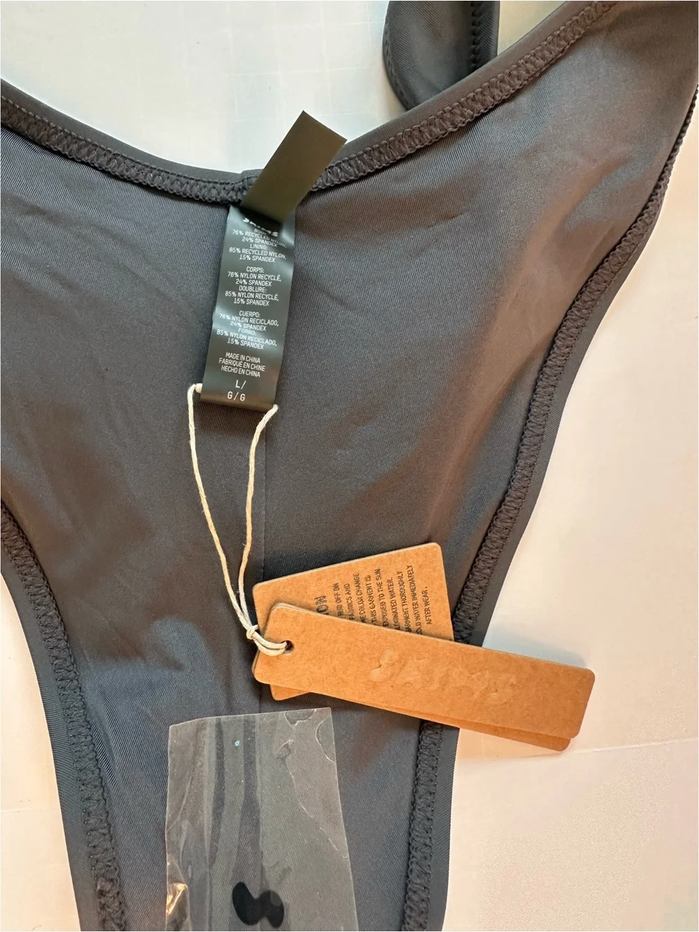 NWT Skims Recycled Swim Strapless Monokini in Gunmetal